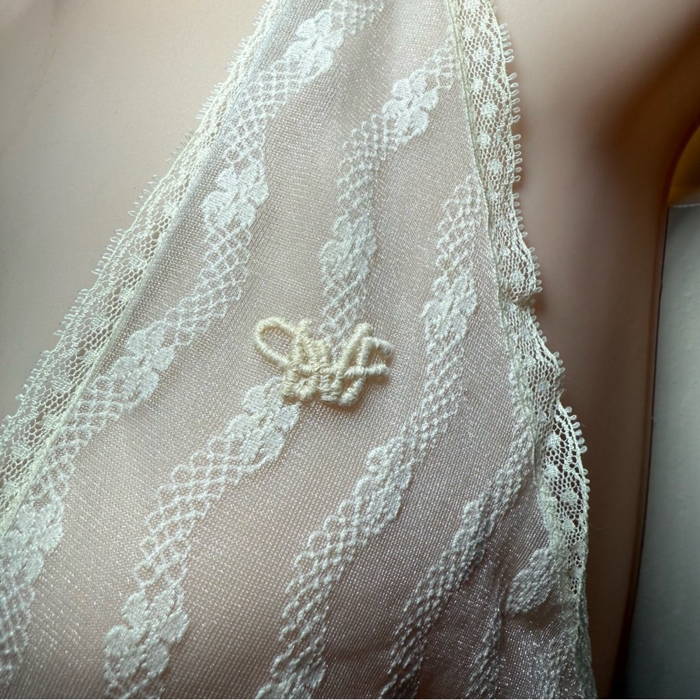 Rare 70’s Diane Von Furstenberg Nylon/Lace Tie Sheer Lace Sexy Maxi Size Medium - Picture 4 of 9
